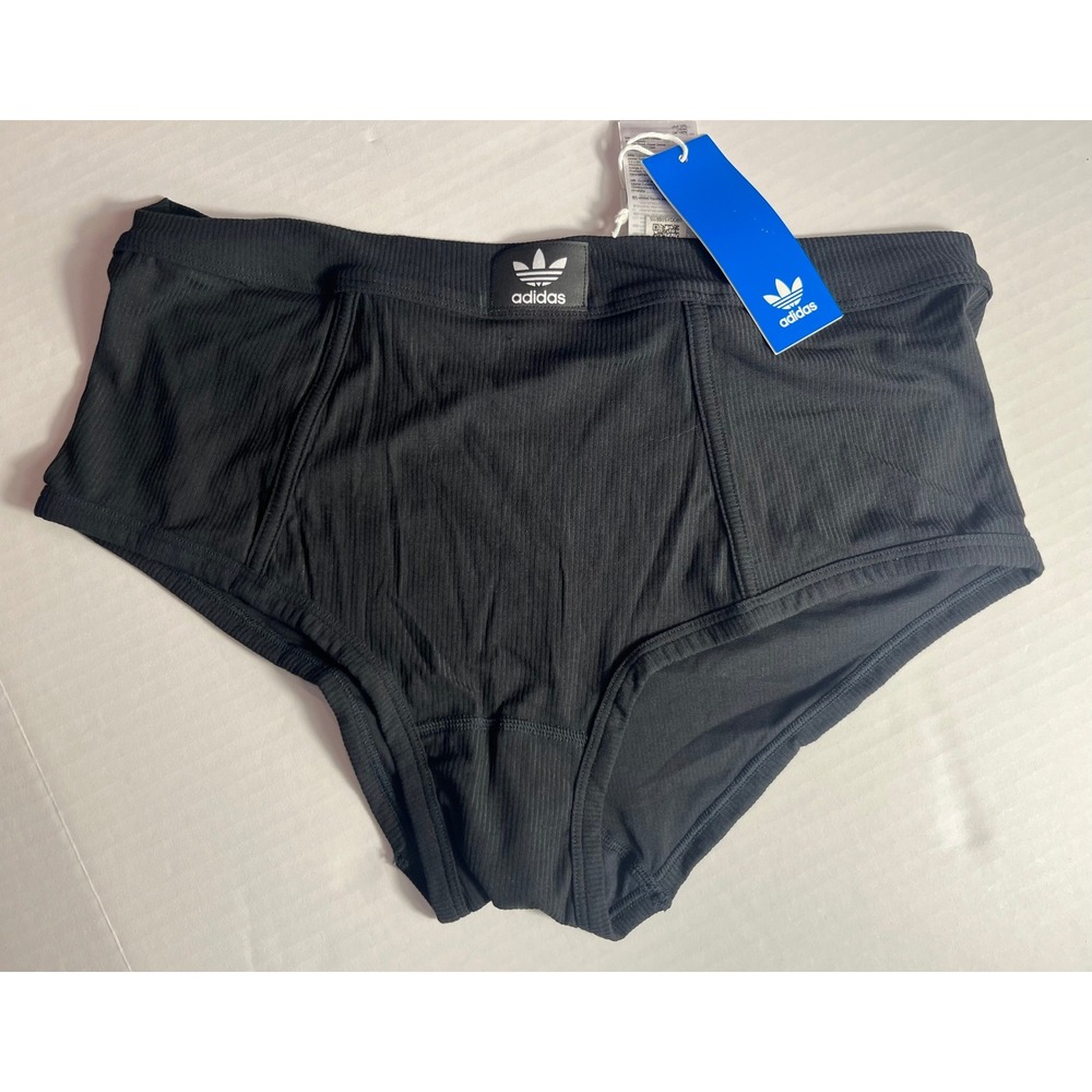 Adidas Woman's Black Ribbed Boyshort Underwear‎ Size XXL